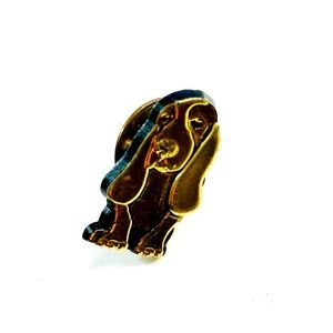 Vintage Gold Bassett Hound Hush Puppy Dog Jewelry Collectible Pin